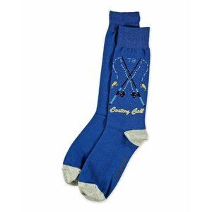 Tommy Bahama Casting Call Fishing Rod Crew Socks Sz 10-13 Blue Gray Toe Heel NEW